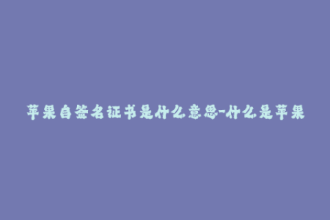 苹果自签名证书是什么意思-什么是苹果自签名证书？- 简洁易懂的解释