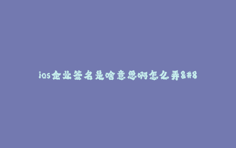 ios企业签名是啥意思啊怎么弄--什么是iOS企业签名?如何操作?