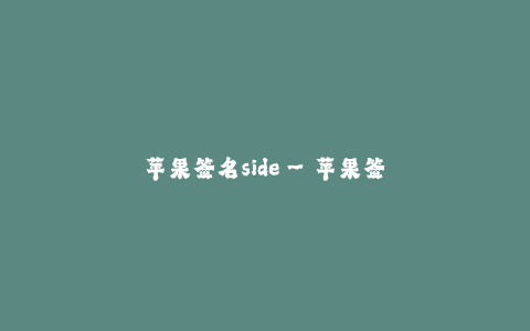 苹果签名side--苹果签名side — 让你的苹果设备个性十足