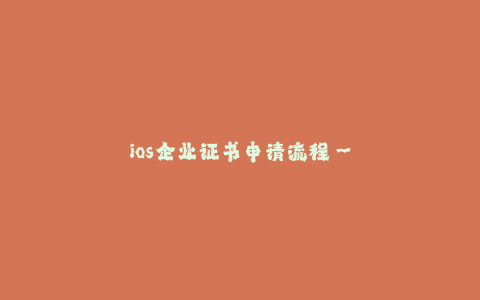 ios企业证书申请流程--iOS企业证书申请流程—打造高效应用发布通道