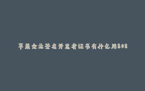 苹果企业签名开发者证书有什么用--苹果企业签名开发者证书的重要性