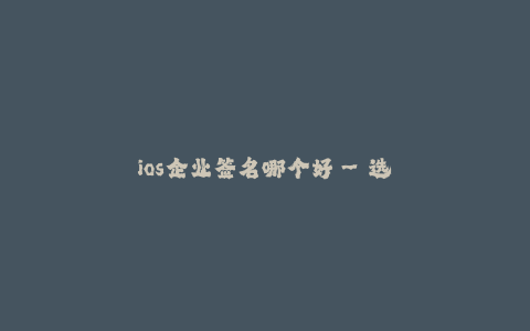 ios企业签名哪个好--选择最好的iOS企业签名方式