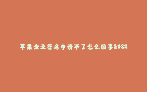 苹果企业签名申请不了怎么回事--苹果企业签名申请失败的原因及解决方法