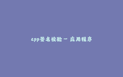 app签名校验--应用程序签名验证:保障应用安全的重要步骤