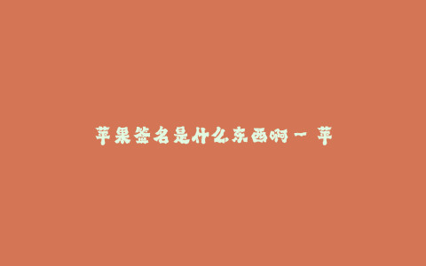 苹果签名是什么东西啊--苹果签名:是什么东西啊