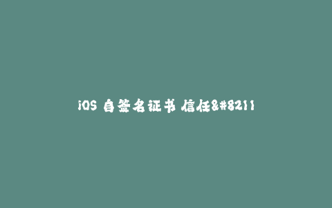 iOS 自签名证书 信任--iOS 自签名证书的信任问题
