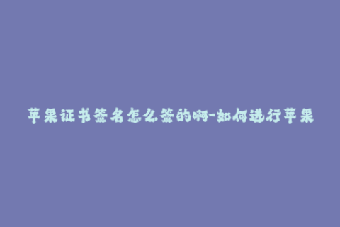 苹果证书签名怎么签的啊-如何进行苹果证书签名？简易教程解析