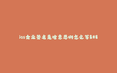 ios企业签名是啥意思啊怎么写--什么是iOS企业签名?如何进行签名?
