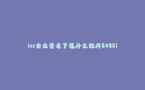 ios企业签名下载什么软件--企业签名下载什么软件更合适?——进一步了解iOS企业签名的选择