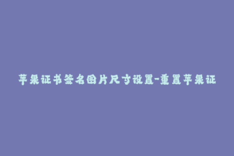 苹果证书签名图片尺寸设置-重置苹果证书签名图片尺寸：专业指南
