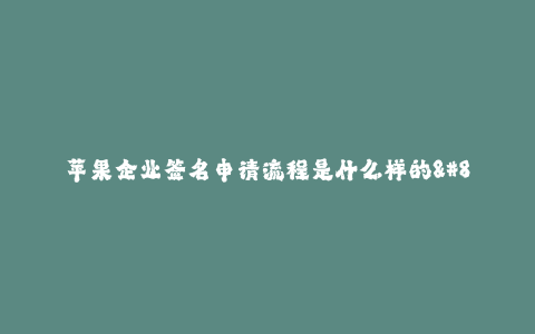 苹果企业签名申请流程是什么样的--苹果企业签名申请的全面解析