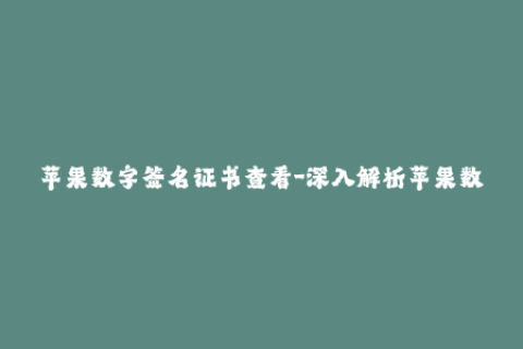 苹果数字签名证书查看-深入解析苹果数字签名证书，保障你的iOS设备安全