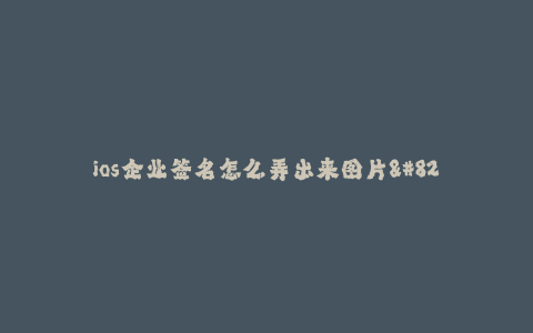ios企业签名怎么弄出来图片--iOS企业签名 如何创建应用程序的图片签名?