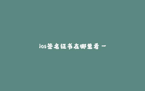 ios签名证书在哪里看--ios签名证书怎么查看