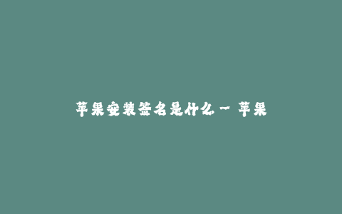 苹果安装签名是什么--苹果安装签名是怎么回事?