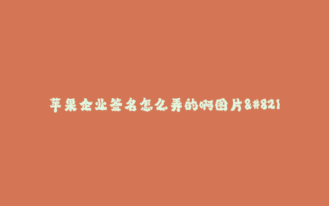 苹果企业签名怎么弄的啊图片--如何创建苹果企业签名图片