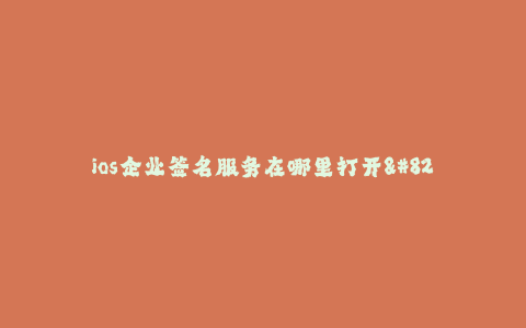 ios企业签名服务在哪里打开--在哪里打开iOS企业签名服务