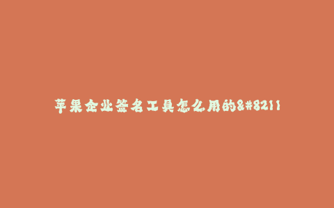苹果企业签名工具怎么用的--苹果企业签名工具的使用方法