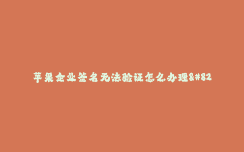 苹果企业签名无法验证怎么办理--苹果企业签名无法验证问题的解决方法