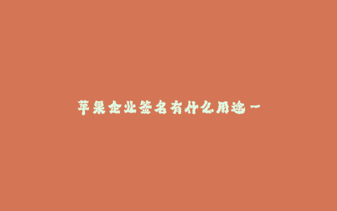 苹果企业签名有什么用途--数字签名的作用——苹果企业签名有什么用途