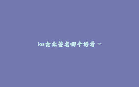 ios企业签名哪个好看--如何选择合适的iOS企业签名工具