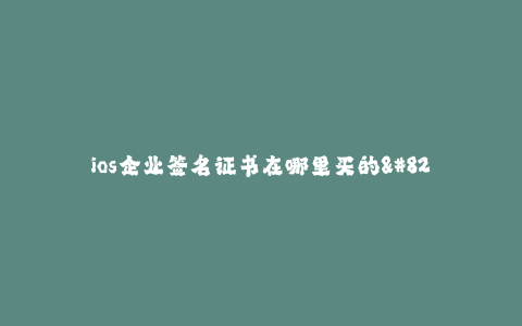 ios企业签名证书在哪里买的--如何购买iOS企业签名证书