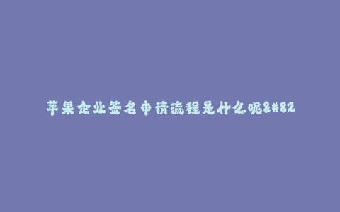 苹果企业签名申请流程是什么呢--苹果企业签名申请流程详解