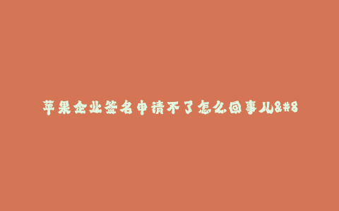 苹果企业签名申请不了怎么回事儿--苹果企业签名申请出问题的原因及解决方法