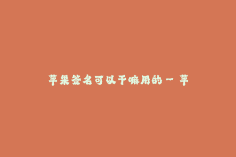 苹果签名可以干嘛用的--苹果签名的多种用途