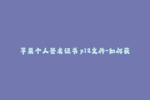 苹果个人签名证书 p12文件-如何获取iOS个人签名证书的p12文件？