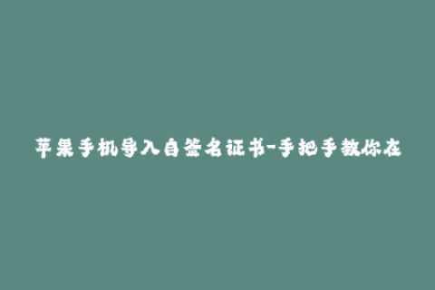 苹果手机导入自签名证书-手把手教你在苹果手机中导入自签名证书，轻松搞定！