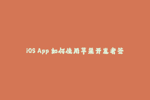 iOS App 如何使用苹果开发者签名？