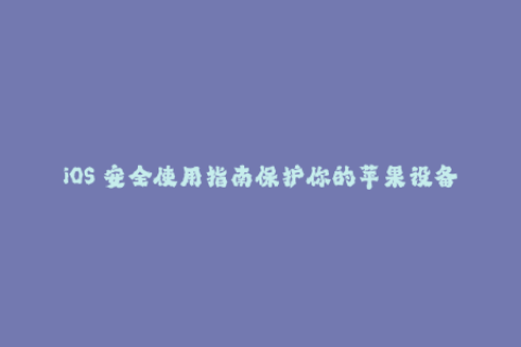 iOS 安全使用指南保护你的苹果设备签名