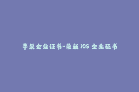 苹果企业证书-最新 iOS 企业证书详解，让您轻松实现应用签名