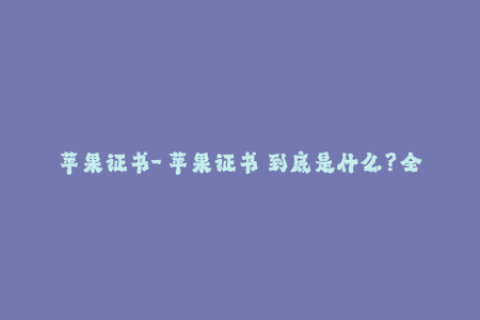 苹果证书-「苹果证书」到底是什么？全面解析iOS签名机制