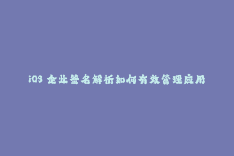 iOS 企业签名解析如何有效管理应用程序？