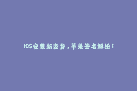 iOS安装新姿势，苹果签名解析！