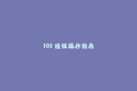 IOS 授权操作指南