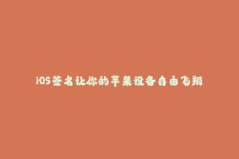 iOS签名让你的苹果设备自由飞翔