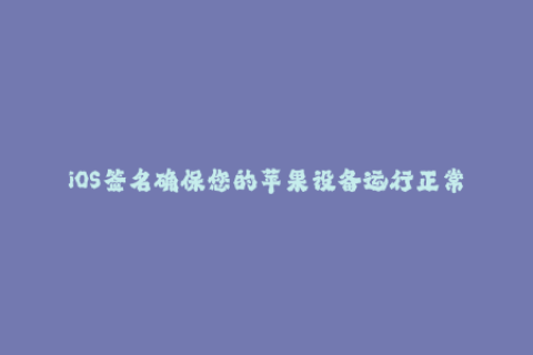 iOS签名确保您的苹果设备运行正常