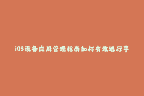 iOS设备应用管理指南如何有效进行苹果企业签名