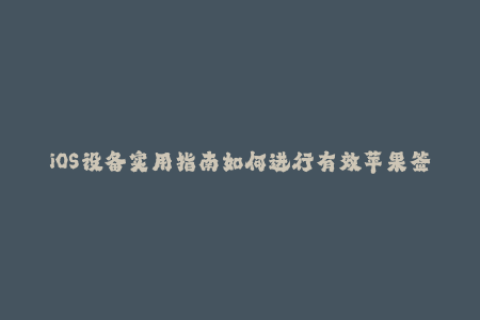 iOS设备实用指南如何进行有效苹果签名？