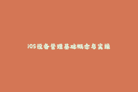 iOS设备管理基础概念与实操