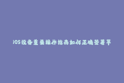 iOS设备重要操作指南如何正确签署苹果应用