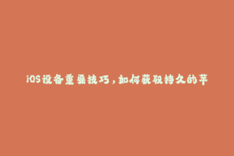 iOS设备重要技巧，如何获取持久的苹果签名？