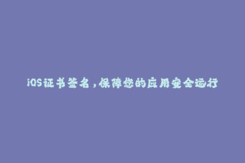 iOS证书签名，保障您的应用安全运行