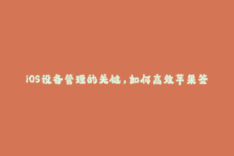 iOS设备管理的关键，如何高效苹果签名？