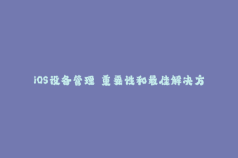 iOS设备管理——重要性和最佳解决方案