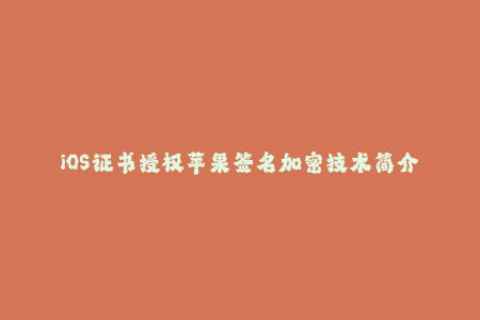 iOS证书授权苹果签名加密技术简介
